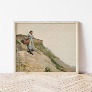 Meisje met een mand Winslow Homer Poster