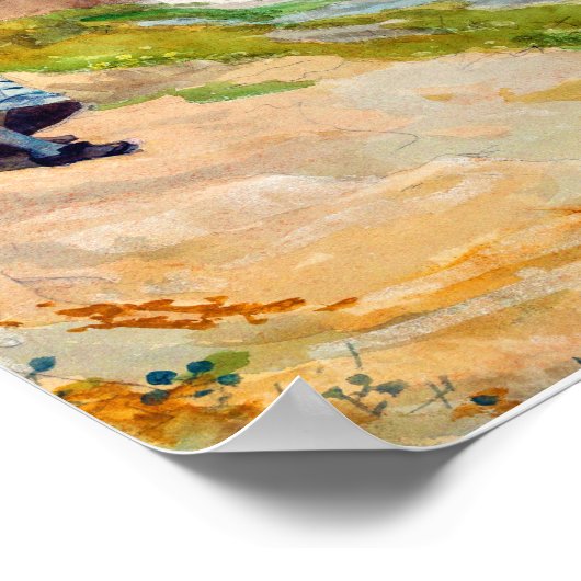 Meisje met een mandje van Winslow Homer Poster (Hoek)