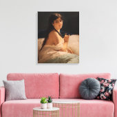 Meisje met een medaillon (door Gerolamo Induno) Canvas Afdruk (Insitu (Woonkamer))