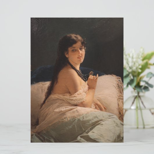 Meisje met een medaillon (door Gerolamo Induno) Kaart (Staand voorkant)