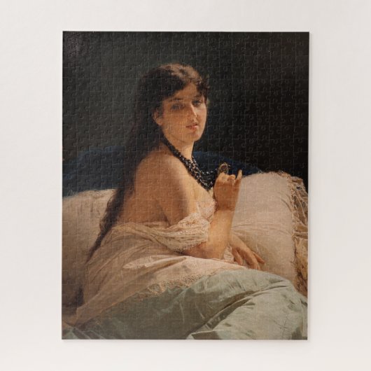 Meisje met een medaillon (door Gerolamo Induno) Legpuzzel (Verticaal)