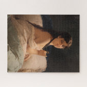 Meisje met een medaillon (door Gerolamo Induno) Legpuzzel (Horizontaal)