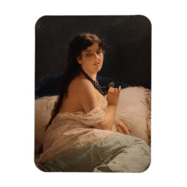 Meisje met een medaillon (door Gerolamo Induno) Magneet