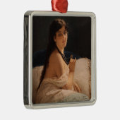 Meisje met een medaillon (door Gerolamo Induno) Metalen Ornament (Rechts)