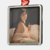 Meisje met een medaillon (door Gerolamo Induno) Metalen Ornament (Links)