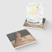 Meisje met een medaillon (door Gerolamo Induno) Stenen Onderzetter (Zijkant)