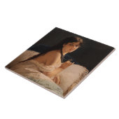 Meisje met een medaillon (door Gerolamo Induno) Tegeltje (Zijkant)