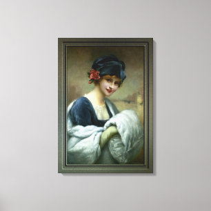 Meisje met een moff van Francois Martin-Kavel Canvas Afdruk