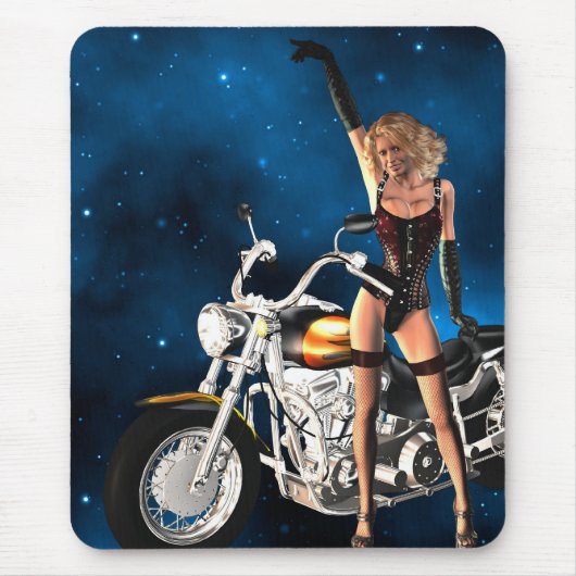 Meisje met een motorfiets muismat (Voorkant)