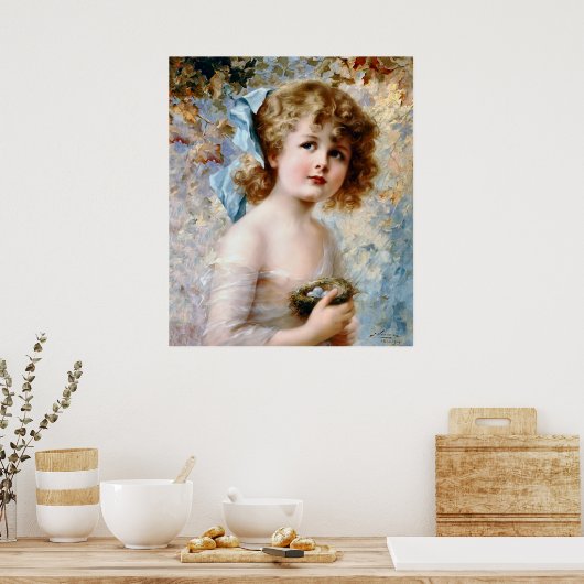 Meisje met een nest poster (Keuken)