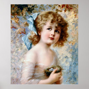 Meisje met een nest poster