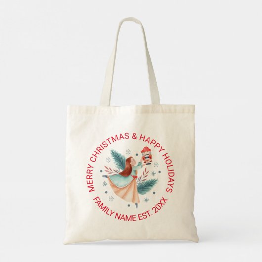 Meisje met een notenkraker ornament Aangepaste tek Tote Bag (Achterkant)