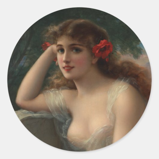 Meisje met een paplepel ronde sticker (Voorkant)