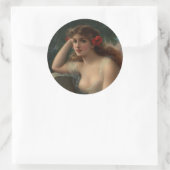 Meisje met een paplepel ronde sticker (Tas)