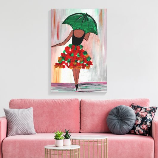 Meisje met een paraplu canvas afdruk (Insitu (Woonkamer))