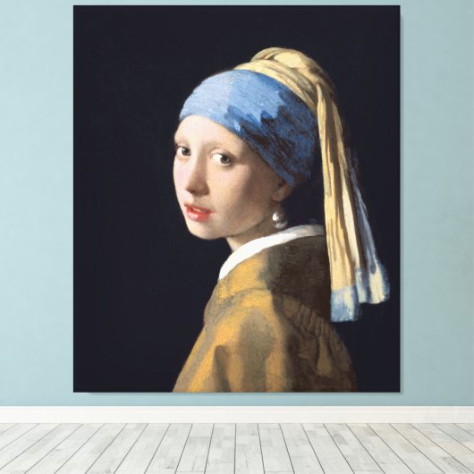 Meisje met een parel canvas afdruk (Insitu (Houten vloer))