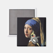 Meisje met een parel Cockatiel Magneet (Voorkant / Achterkant)