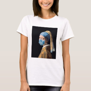 Meisje met een parel die met Masker vertrekt T-shirt