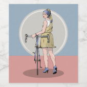 Meisje met een parel die nieuwe fiets verdient wijn etiket (Enkel label)