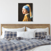 Meisje met een parel die portret schildert canvas afdruk (Insitu (Slaapkamer))