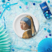 Meisje met een parel die portret schildert papieren bordje (Feest)