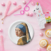 Meisje met een parel die portret schildert papieren bordje (Feest)