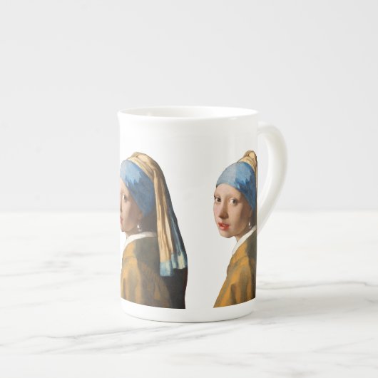 Meisje met een parel die portret schildert porselein kop (Voorkant rechts)