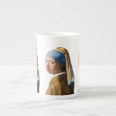 Meisje met een parel die portret schildert porselein kop (Voorkant)