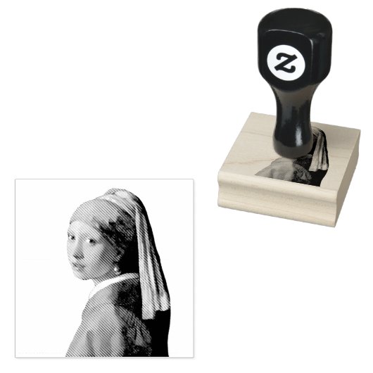 Meisje met een parel die portret schildert rubberstempel (Gestempeld)