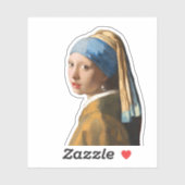 Meisje met een parel die portret schildert sticker (Vel)
