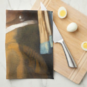 Meisje met een parel die portret schildert theedoek (Quarter Fold)