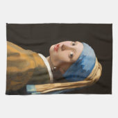 Meisje met een parel die portret schildert theedoek (Horizontaal)