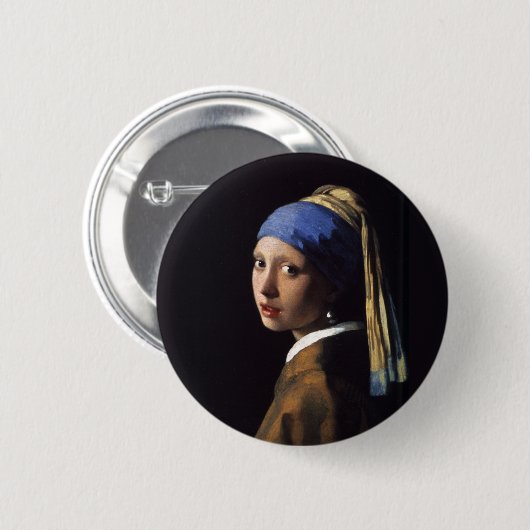 Meisje met een parel die schilderijen verdient ronde button 5,7 cm (Voorkant /achterkant)