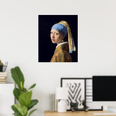 Meisje met een parel die van Johannes Vermeer ontv Poster (Thuiskantoor)