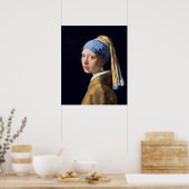 Meisje met een parel die van Johannes Vermeer ontv Poster (Keuken)