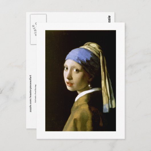 Meisje met een parel die Vermeer Fine Art verdient Briefkaart (Voorkant / Achterkant)