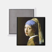 Meisje met een parel die Vermeer Fine Art verdient Magneet (Voorkant / Achterkant)