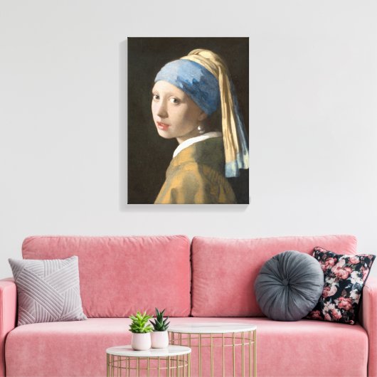Meisje met een parel - Johannes Vermeer Art Canvas Afdruk (Insitu (Woonkamer))