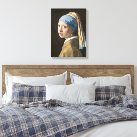 Meisje met een parel - Johannes Vermeer Art Canvas Afdruk (Insitu (Slaapkamer))
