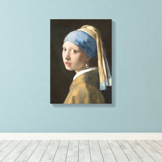 Meisje met een parel - Johannes Vermeer Art Canvas Afdruk (Insitu (Houten vloer))