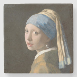 Meisje met een parel - Johannes Vermeer Art Stenen Onderzetter