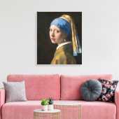 Meisje met een parel | Johannes Vermeer | Canvas Afdruk (Insitu (Woonkamer))