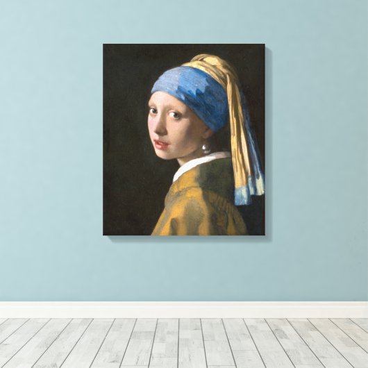 Meisje met een parel | Johannes Vermeer | Canvas Afdruk (Insitu (Houten vloer))
