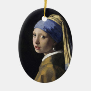 Meisje met een parel keramisch ornament