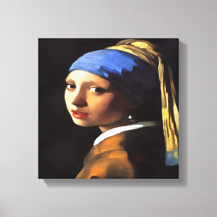Meisje met een parel na Johannes Vermeer Canvas Afdruk