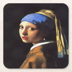 Meisje met een parel na Johannes Vermeer Kartonnen Onderzetters