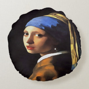 Meisje met een parel na Johannes Vermeer Rond Kussen