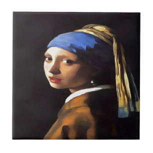 Meisje met een parel na Johannes Vermeer Tegeltje