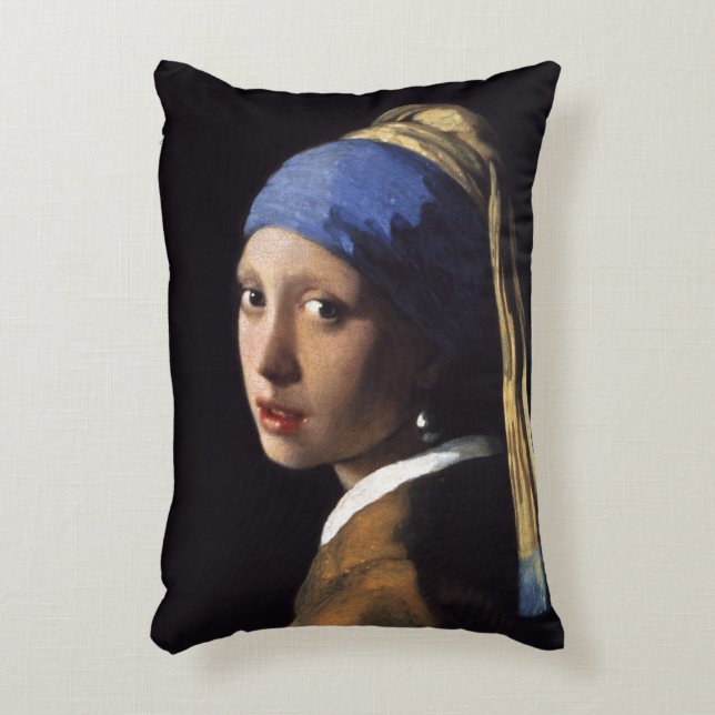 Meisje met een parel om Johannes Vermeer te winnen Decoratief Kussen (Voorkant(Verticaal))