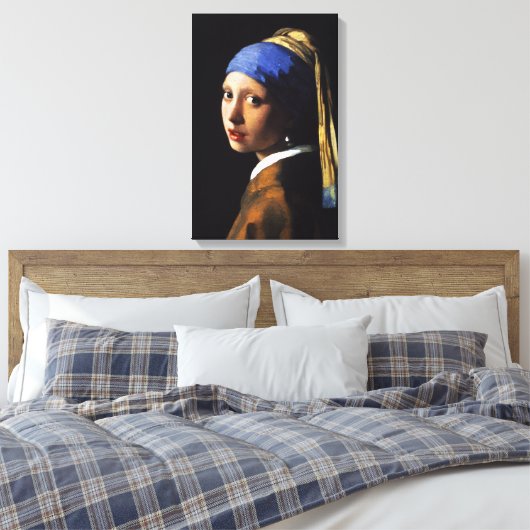 Meisje met een Parel Oorbel Canvas Wrap (Insitu (Slaapkamer))